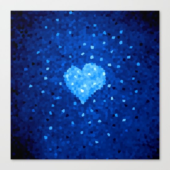 Winter Blue Crystallized Abstract Heart Canvas Print