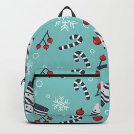 Christmas Pattern Turquoise Glove Holly Backpack