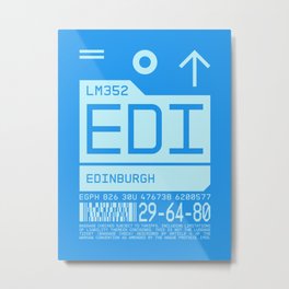 Luggage Tag C - EDI Edinburgh Scotland UK Metal Print | Scotland, Uk, Flying, Airport, Edi, Baggagetag, Edinburgh, Techno, Futuristic, Luggage 