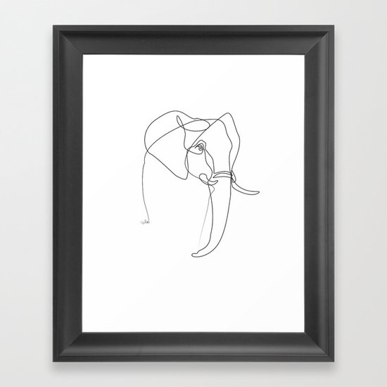 Elephant line Framed Art Print