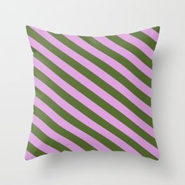 [ Thumbnail: Plum & Dark Olive Green Colored Lines/Stripes Pattern Throw Pillow ]