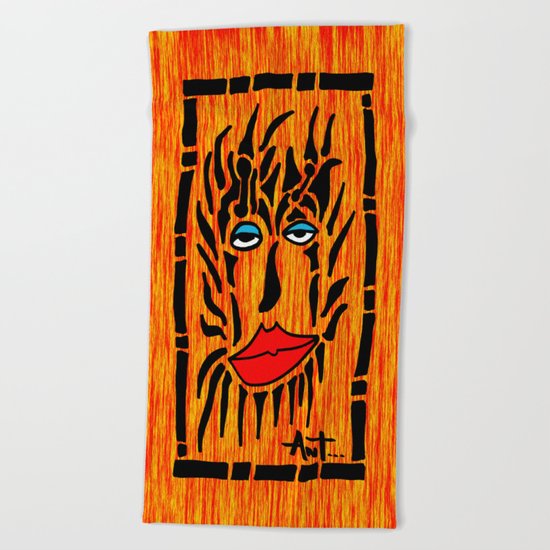 Lion Face Beach Towel