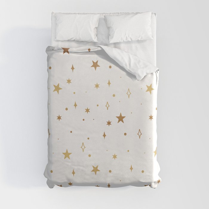 Stars in Space (gold/white) Duvet Cover