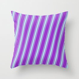 [ Thumbnail: Dark Orchid and Powder Blue Colored Striped/Lined Pattern Throw Pillow ]