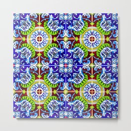 Mosaic Tile Print Talavera Pattern Metal Print