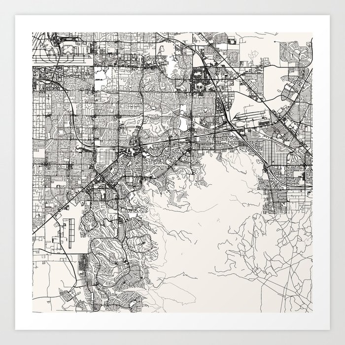 Henderson Black & White City Map Art Print