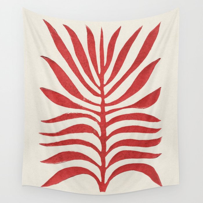 Red Branch / Lino Print Wall Tapestry