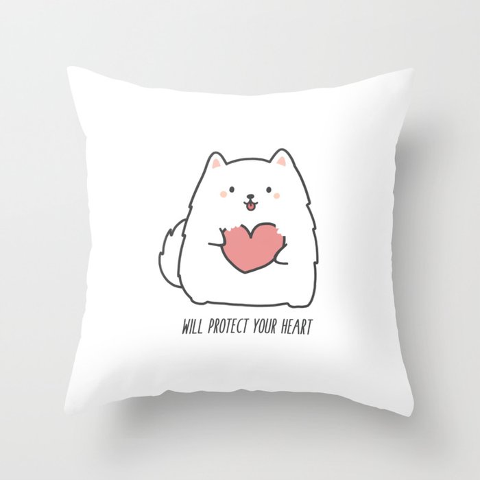Fluff will Protect Your Heart Throw Pillow by Piece of Fluffy