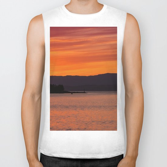 Sundown over Oban Bay Biker Tank