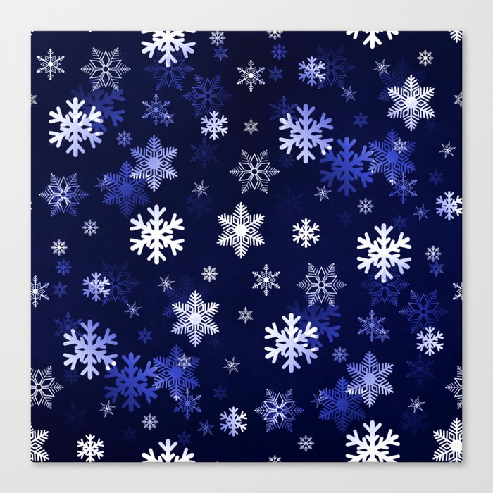 Dark Blue Snowflakes Canvas Print