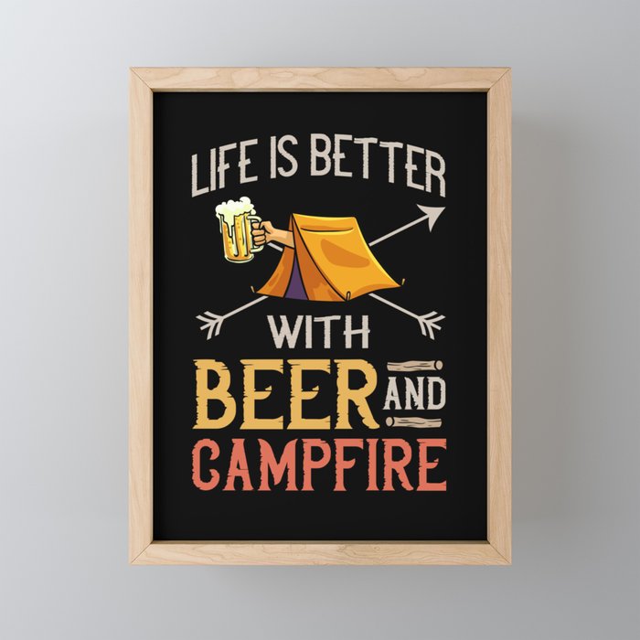 Camping Beer Drinking Beginner Camper Framed Mini Art Print