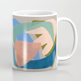 Shapes and Layers no.30 - Large Organic Shapes Blue Pink Green Gray Coffee Mug