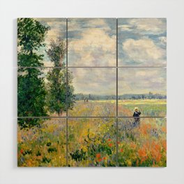Poppy Fields near Argenteuil by Claude Monet Wood Wall Art