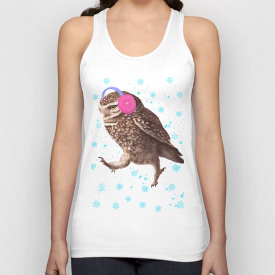 Owl with headphones Unisex Tank Top