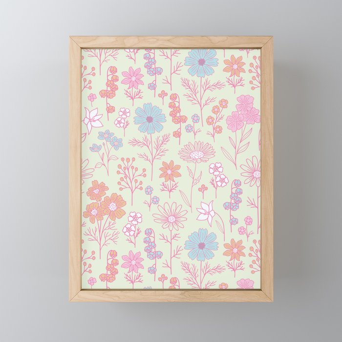 Pastel Floral Aesthetic Framed Mini Art Print