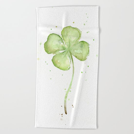 Clover Four Leaf Lucky Charm Green Clovers Beach Towel