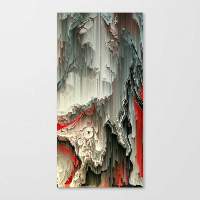 Digital Art Fluid Acrylic Painting Black Silver Red Waterfall