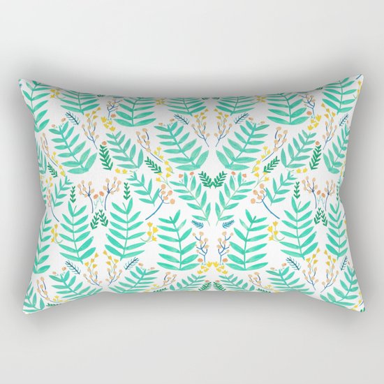 Turquoise Jungle Rectangular Pillow