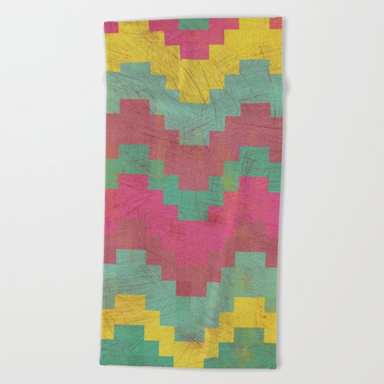 Aztec Vintage Pattern 01 Beach Towel