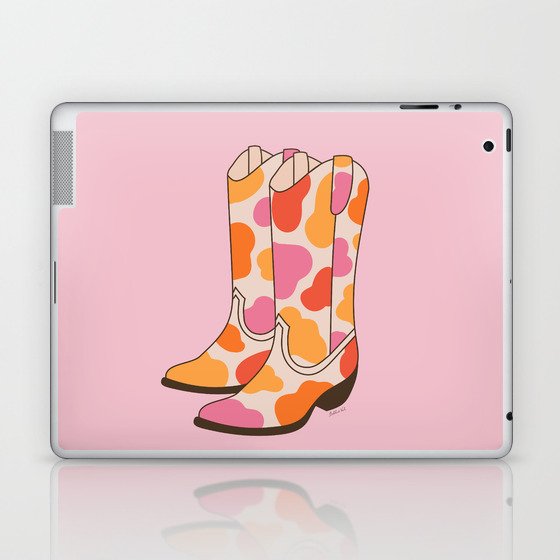 Western Cowgirl Boots Cute Pink Cowboy Laptop & iPad Skin