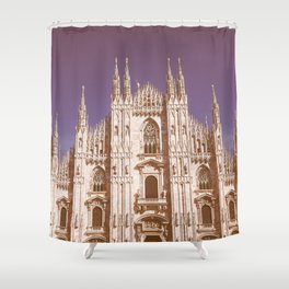 Vintage looking Milan cathedral aka Duomo di Milano gothic church Shower Curtain