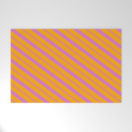 [ Thumbnail: Orange and Orchid Colored Stripes Pattern Welcome Mat ]