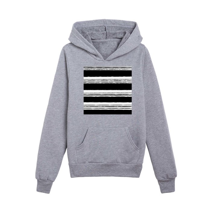 Geometric Lines Black Kids Pullover Hoodie