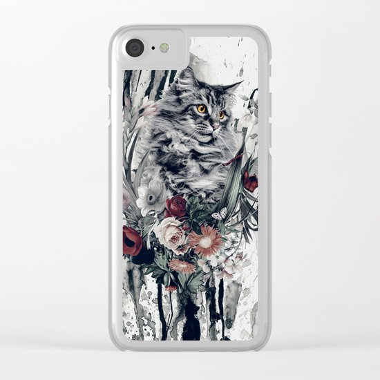 Cat in flowers Clear iPhone Case