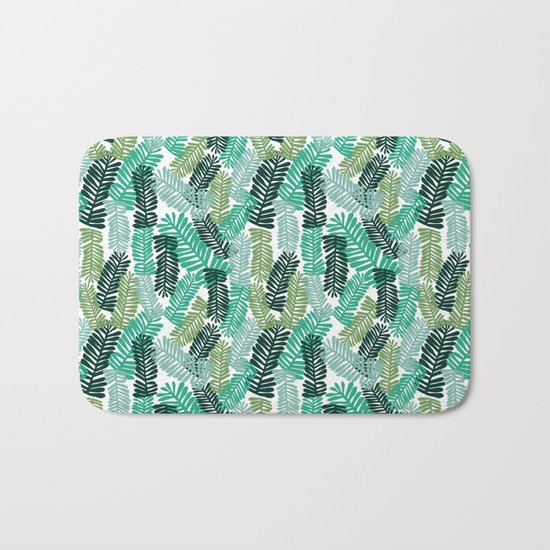 tropical plant house plant palm leaves plant watercolor painting abstract nature pattern leaf summer Bath Mat