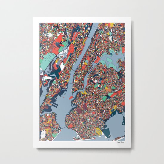 New York City Abstract Map Art Metal Print By Parmarmedia Society6