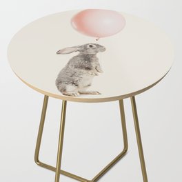 Cute rabbit and pink balloon Side Table