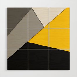Simple Modern Gray Yellow and Black Geometric Wood Wall Art