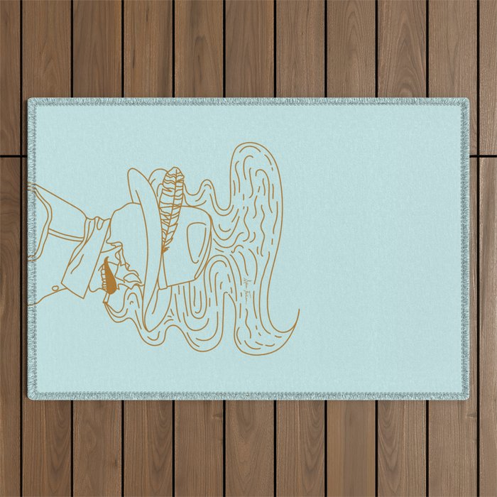 Love or Die Tryin' Cowhand - Baby Blue & Marigold Outdoor Rug