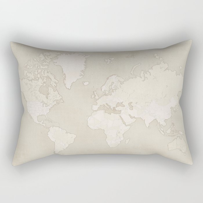 Sepia vintage world map with cities Rectangular Pillow