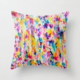 Bright Colorful Abstract Painting in Neons and Pastels Throw Pillow
