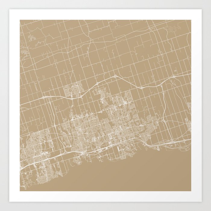 Canada, Oshawa - Artistic Map - Beige Art Print