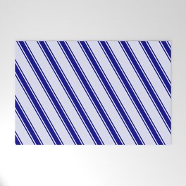 [ Thumbnail: Lavender & Dark Blue Colored Striped Pattern Welcome Mat ]