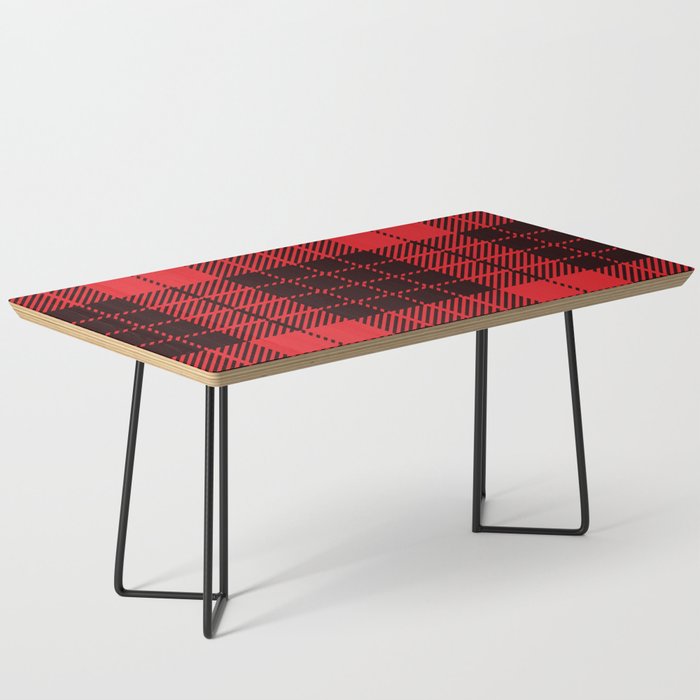 Red and Black Square Pattern Coffee Table