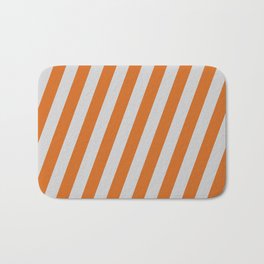 [ Thumbnail: Light Gray & Chocolate Colored Lined/Striped Pattern Bath Mat ]