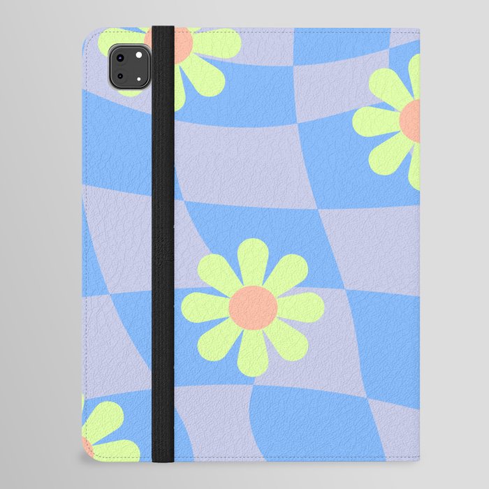 Electric Purple Checkered with flowers  iPad Folio Case