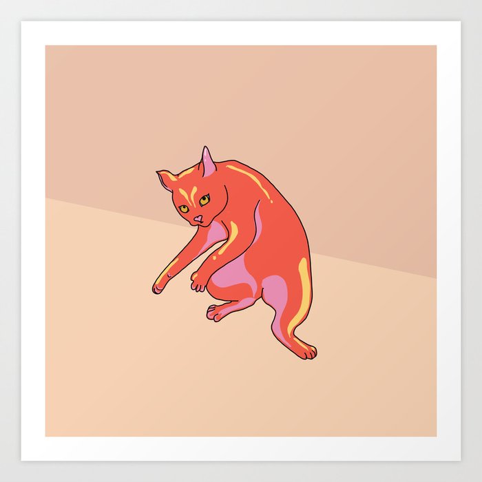 Druken Cat Art Print