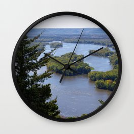 Upper Mississippi River, looking downriver from Buena Vista Park, Alma, WI Wall Clock