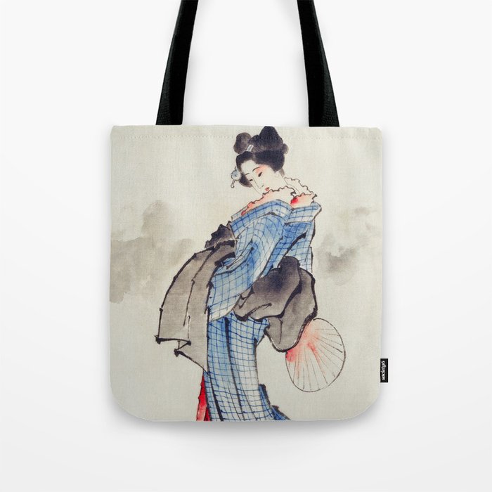 Japanese woman in kimono - Hokusai Tote Bag