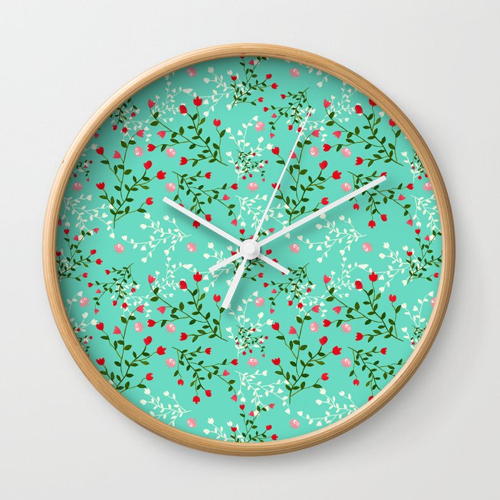 Jelly Beans and Flowers GREEN Wall Clock