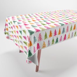 Colorful Vintage Bottlebrush Christmas Trees Tablecloth