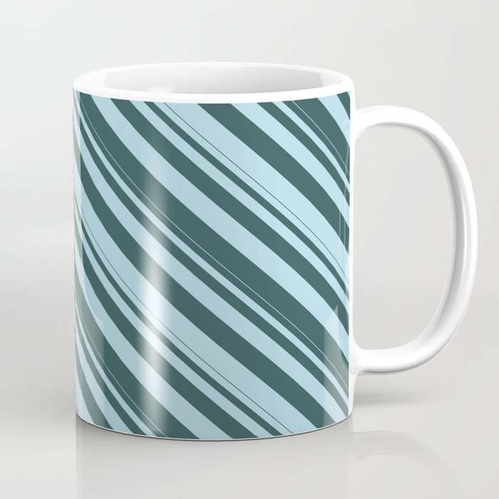 Dark Slate Gray & Light Blue Colored Lines Pattern Coffee Mug
