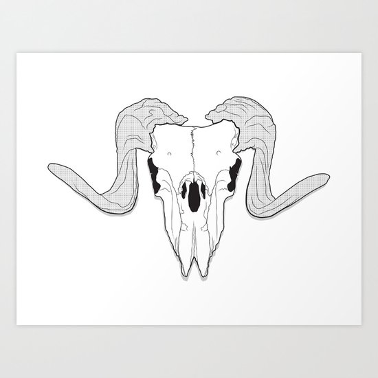 Ram Skull Art Print