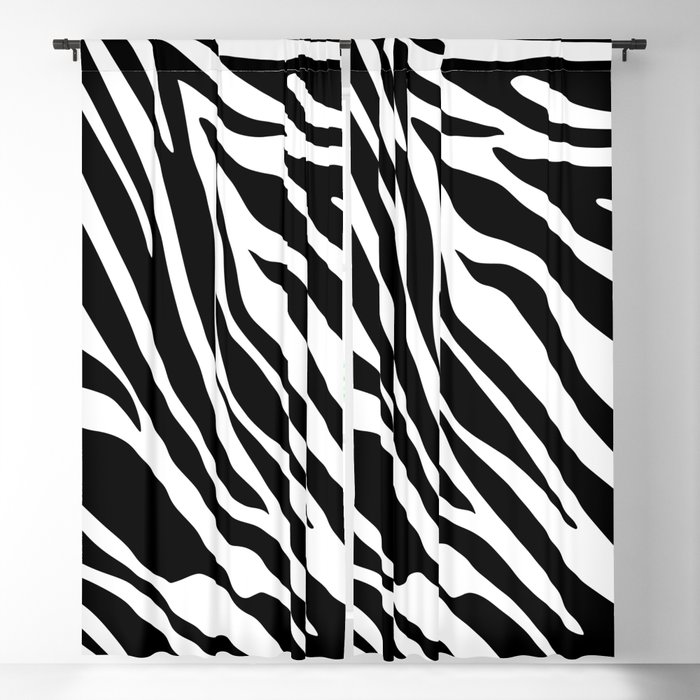 Mid Century Modern Zebra Print Pattern - Black and White Blackout Curtain