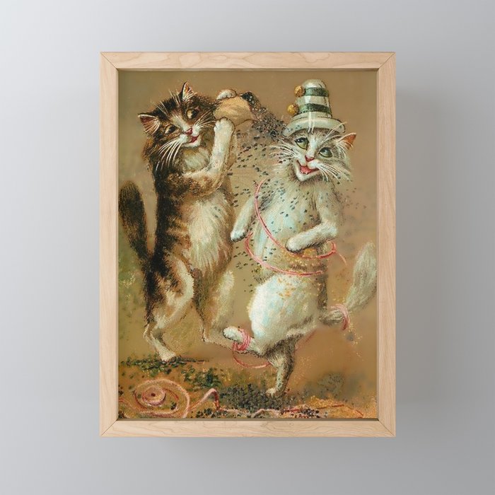“Cat Party with Confetti” by Maurice Boulanger Framed Mini Art Print