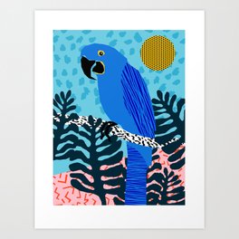Steaz - memphis throwback tropical retro minimal bird art 1980s 80s style pattern parrot fashion Art Print